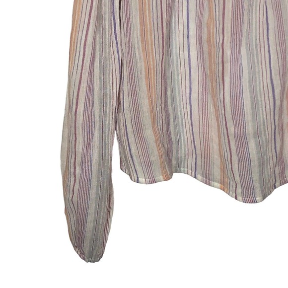 NWT BCBGeneration Womens Striped Smocked Top Shirt Sz Large Square‎ Neck Peasant - Picture 4 of 11